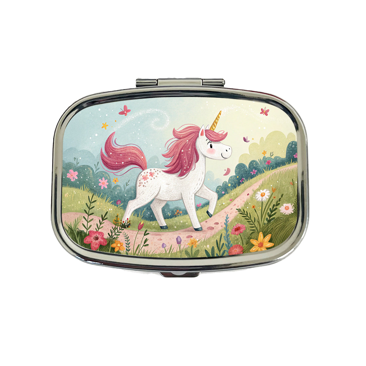 Fantasy Unicorn Children's Illustration Style Travel Pill Box Case
