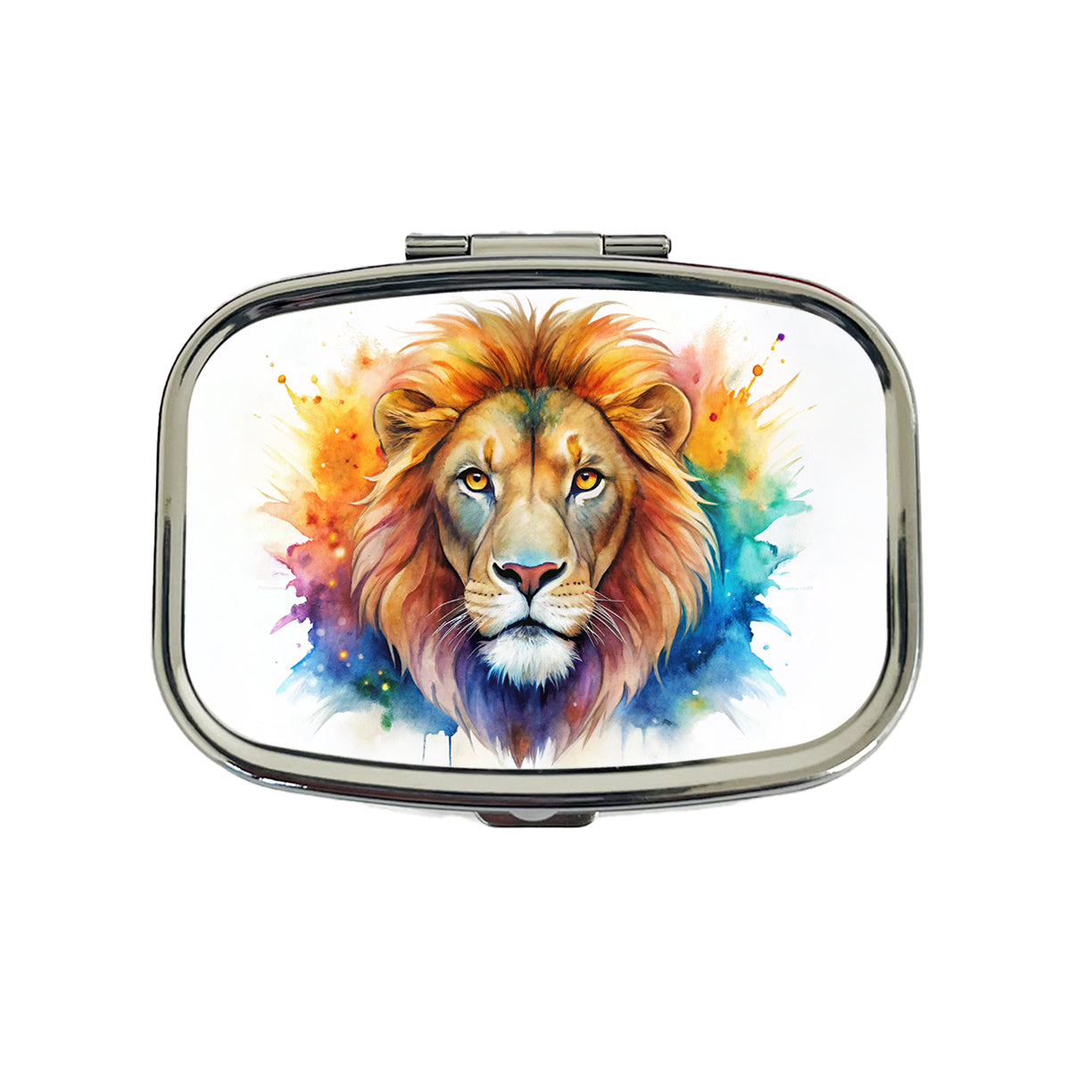 Lion Face Watercolor Travel Pill Box Case
