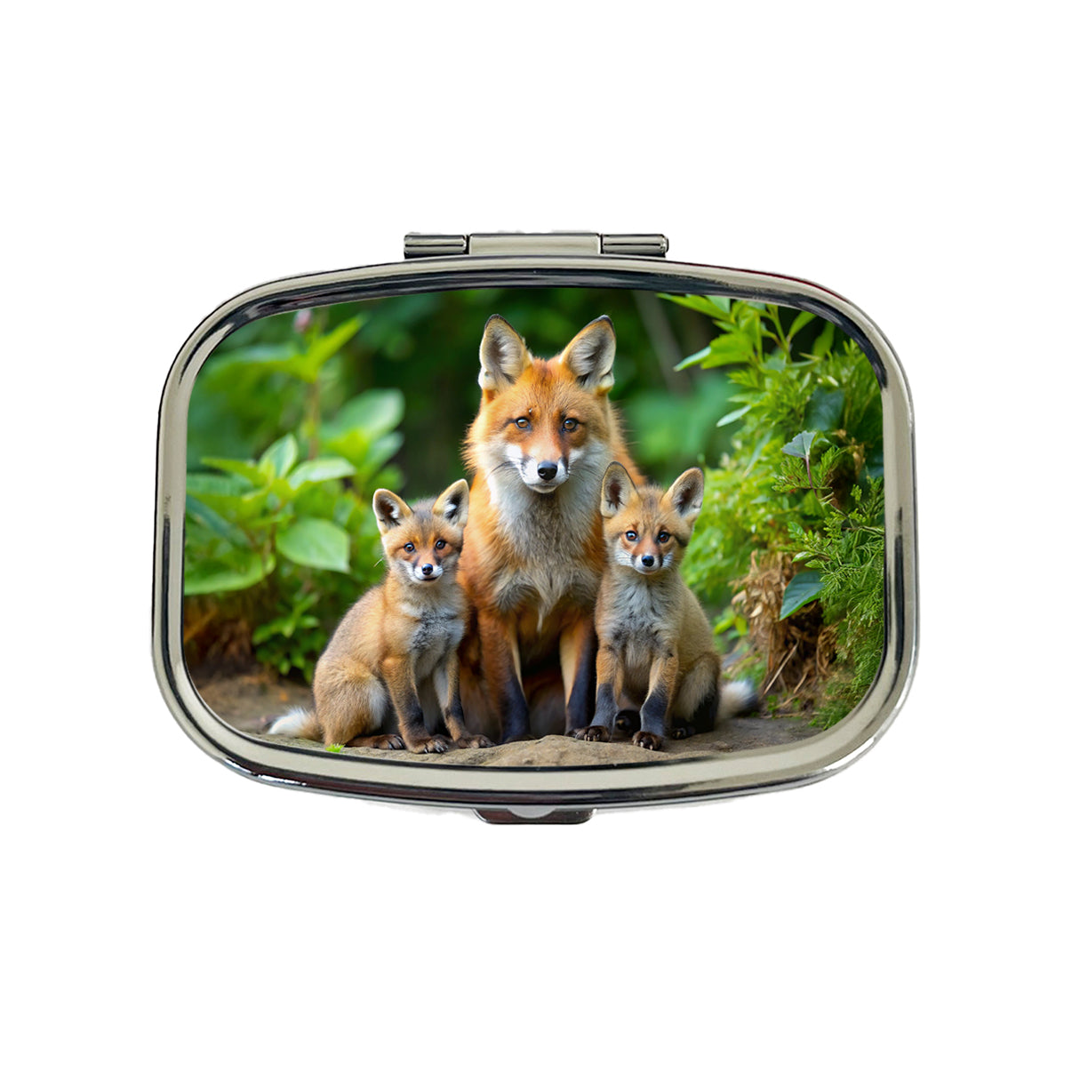 Mother Fox And Pups Travel Pill Box Case