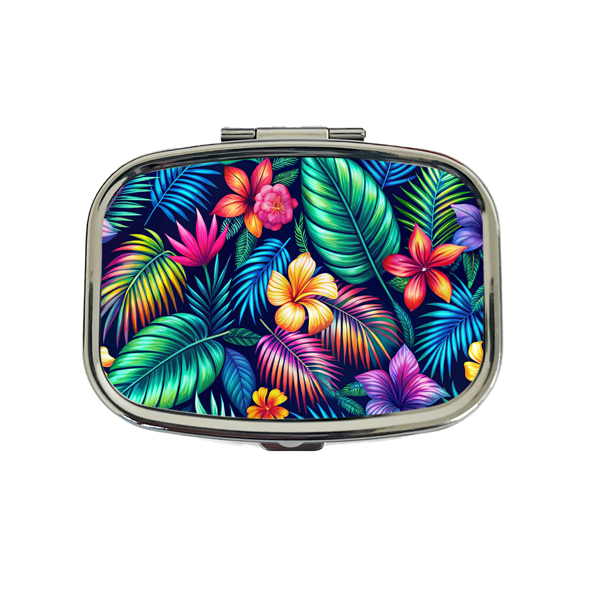 Neon Tropical Floral Pattern Travel Pill Box Case