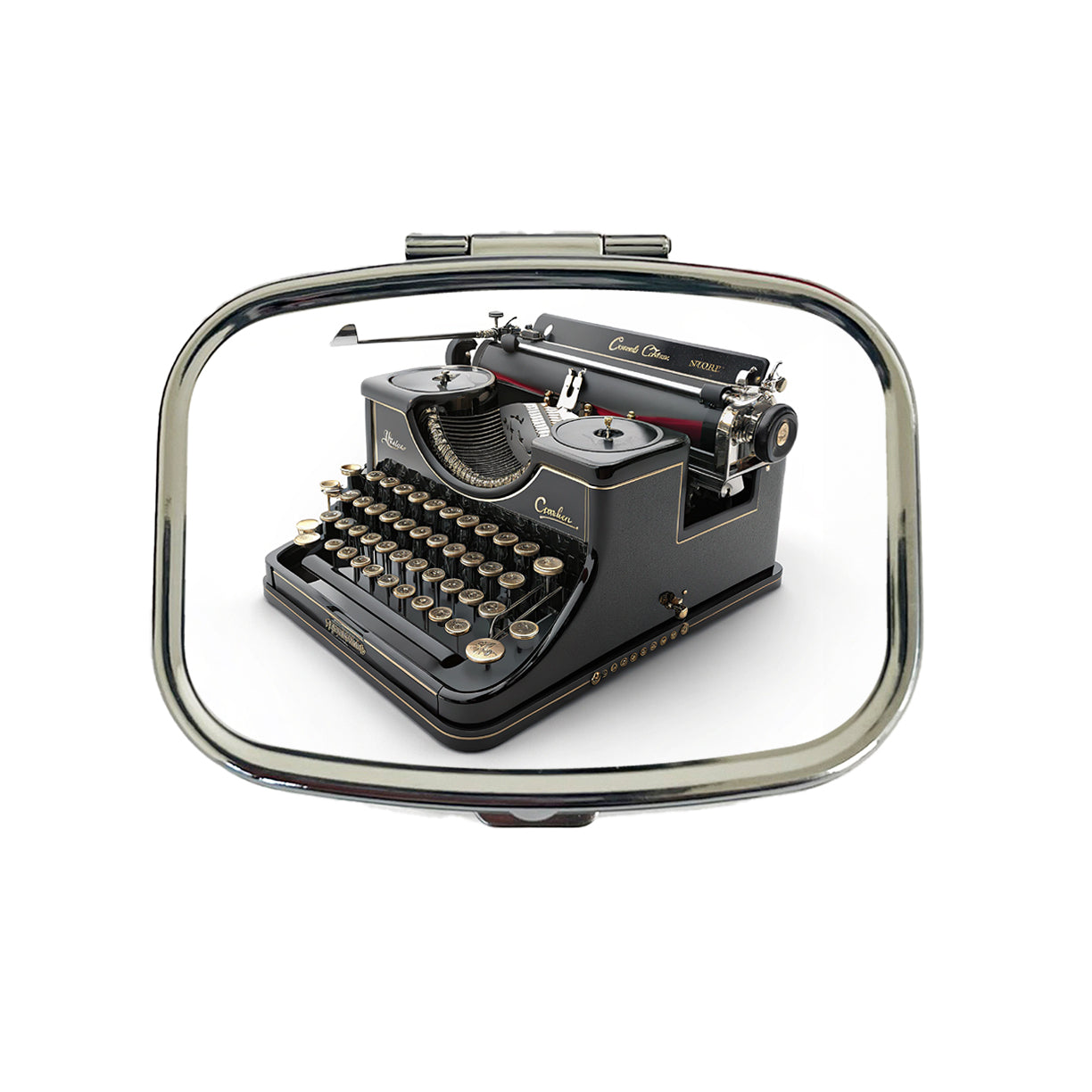 Retro Classic Black Typewriter Travel Pill Box Case