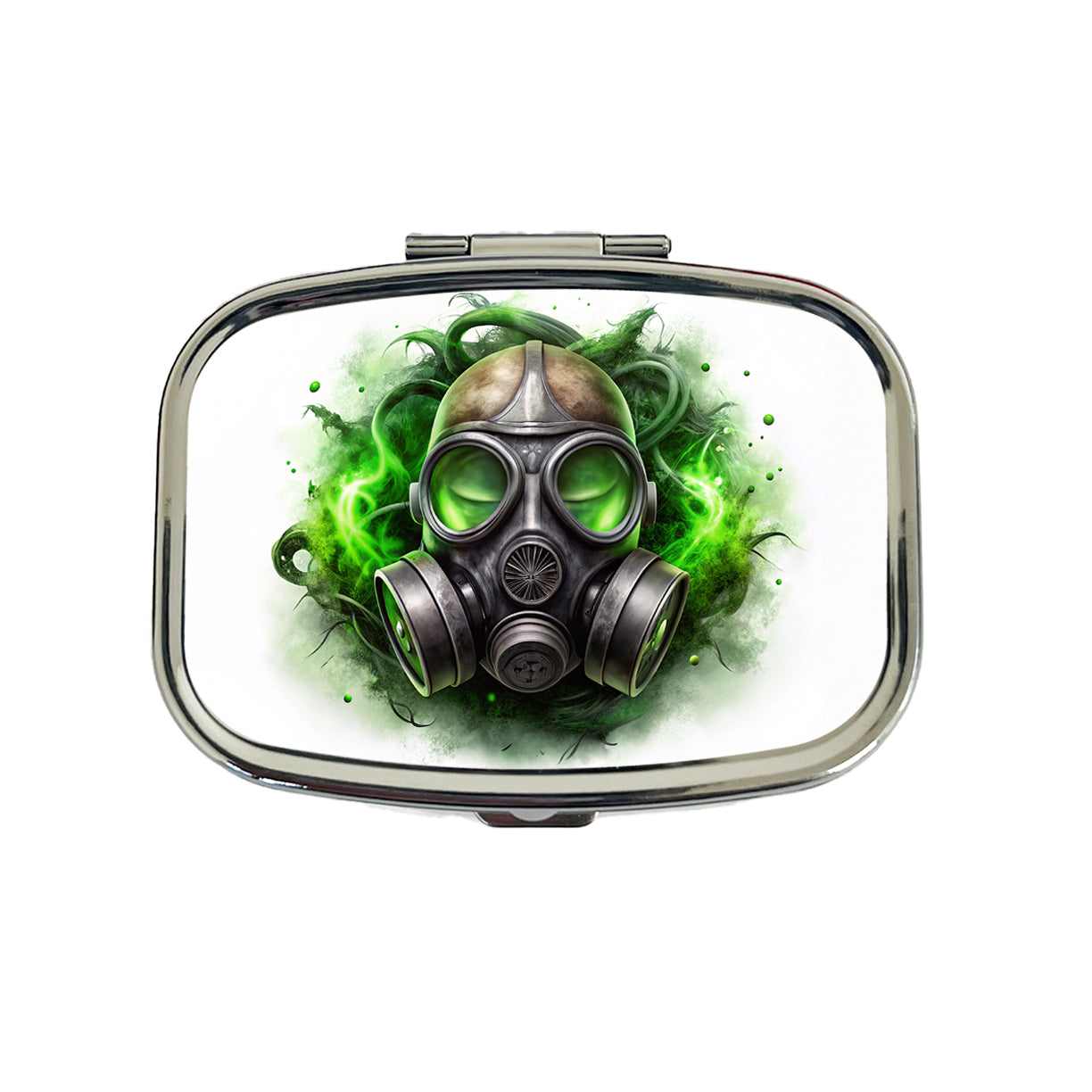 Zombie Outbreak Gas Mask Green Toxic Gas Travel Pill Box Case
