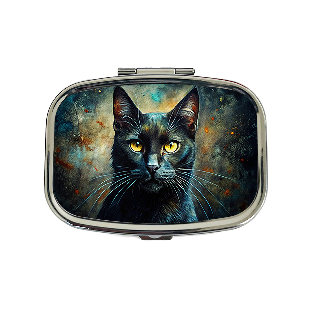 Black Cat Abstract Art Travel Pill Box Case