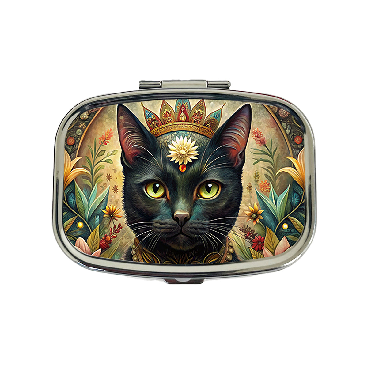 Black Cat French Bohemian Art Travel Pill Box Case