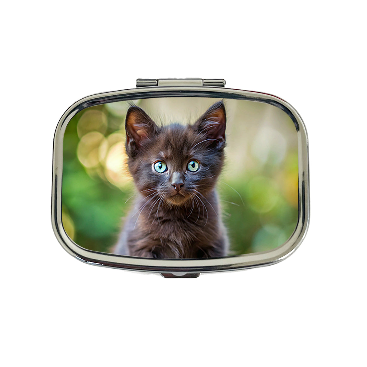 Black Cat Kitten Photo Travel Pill Box Case