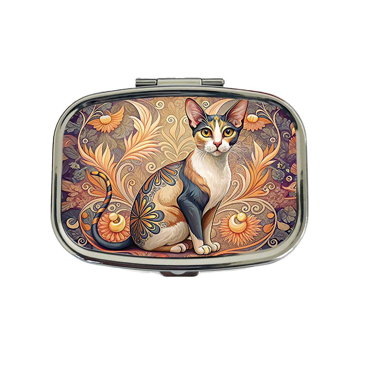 Calico Cat Art Nouveau Travel Pill Box Case