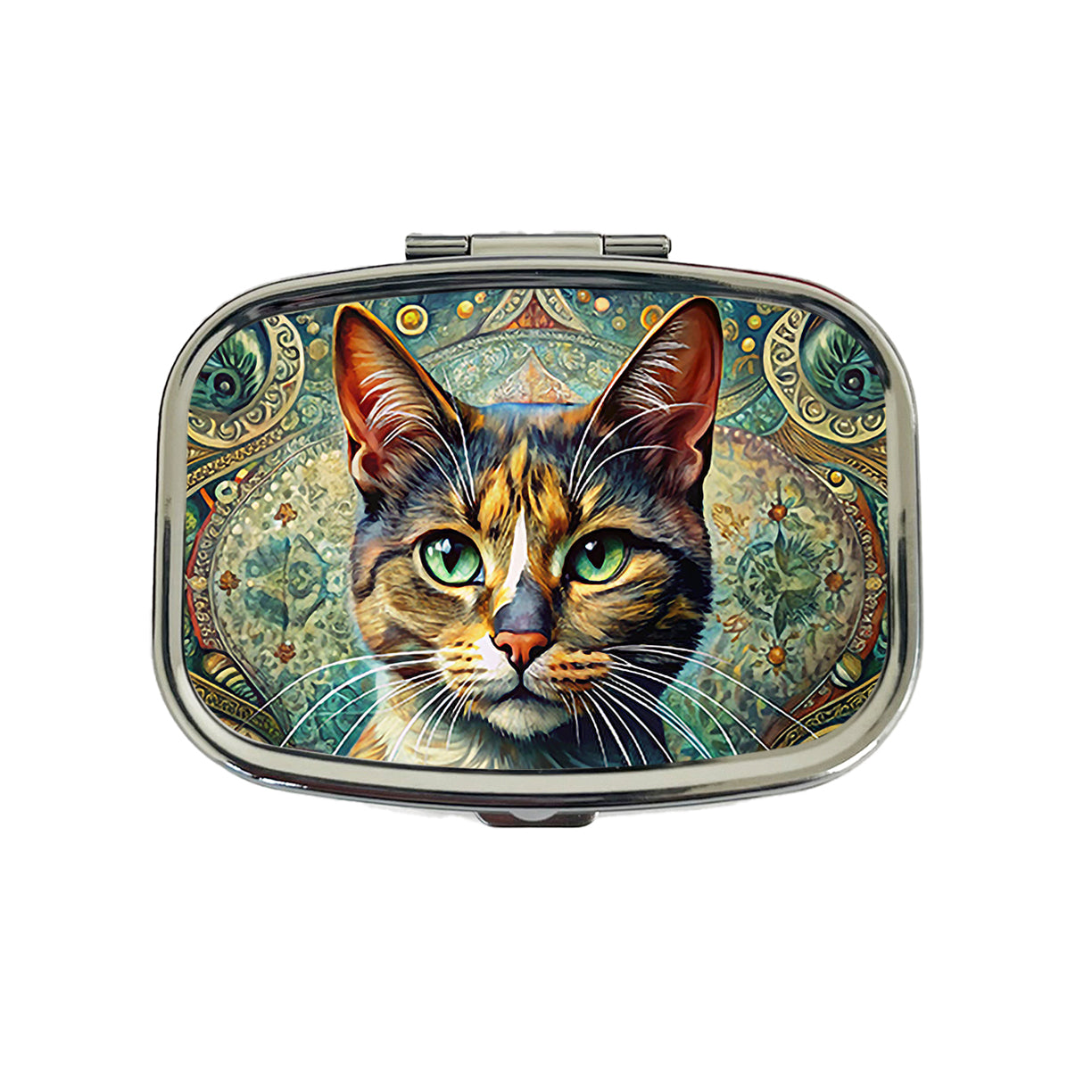 Calico Cat Bohemian Art Travel Pill Box Case