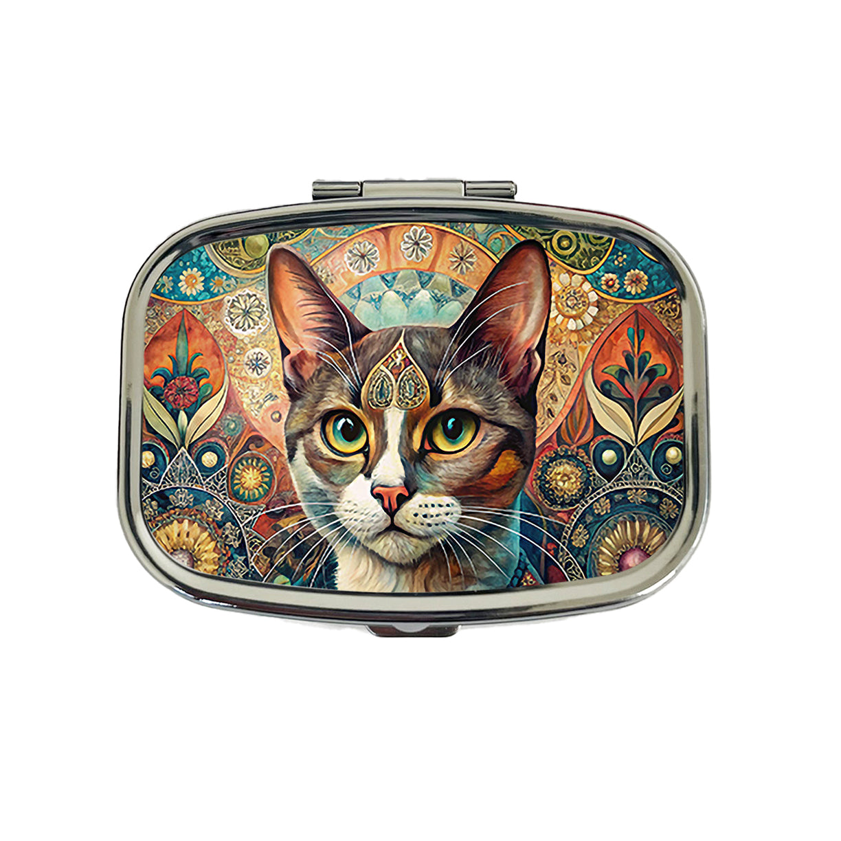 Calico Cat French Bohemian Art Travel Pill Box Case