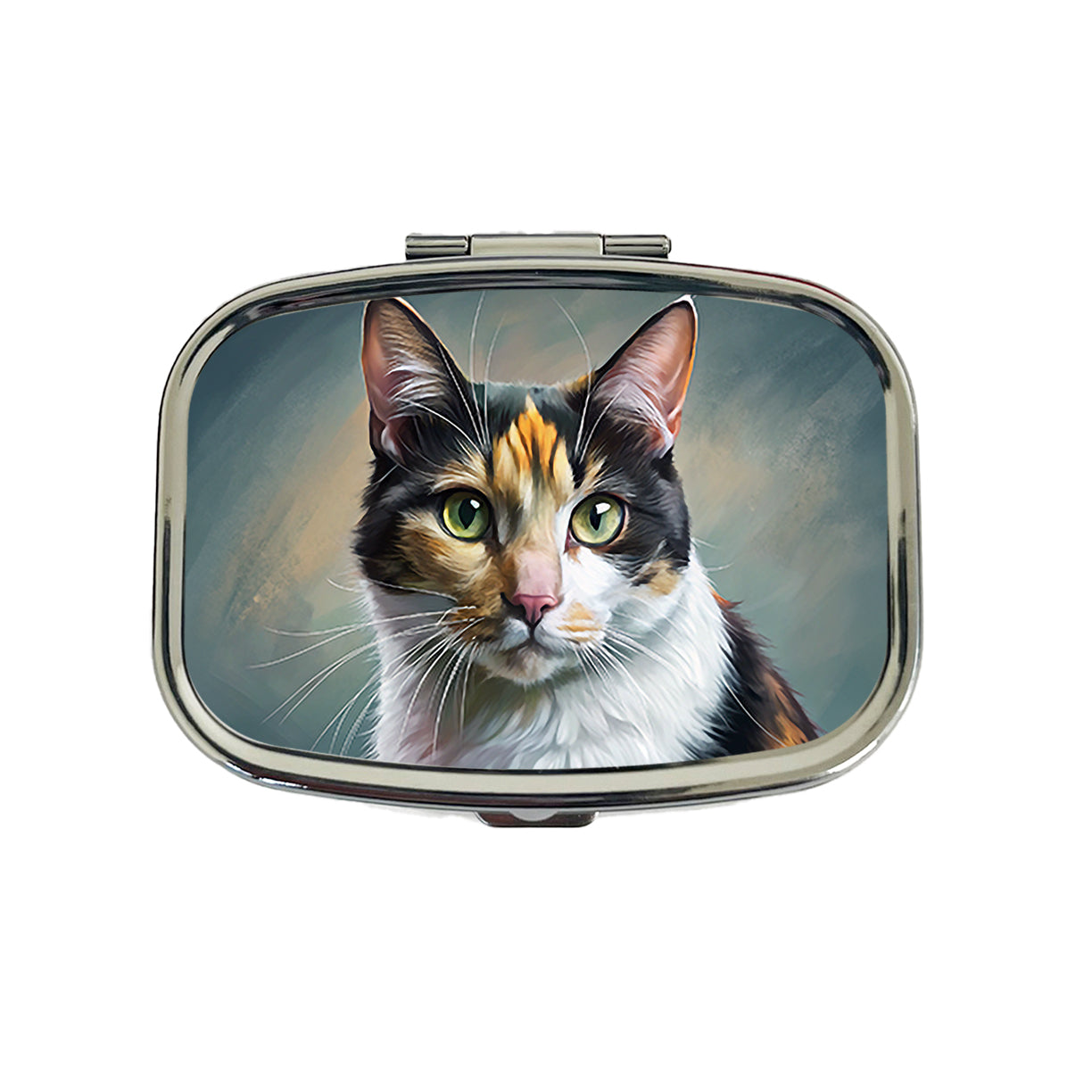 Calico Cat Illustration Travel Pill Box Case