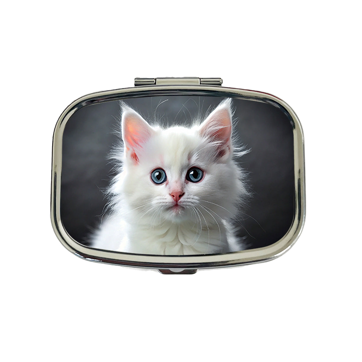 White Cat Kitten Photo Travel Pill Box Case