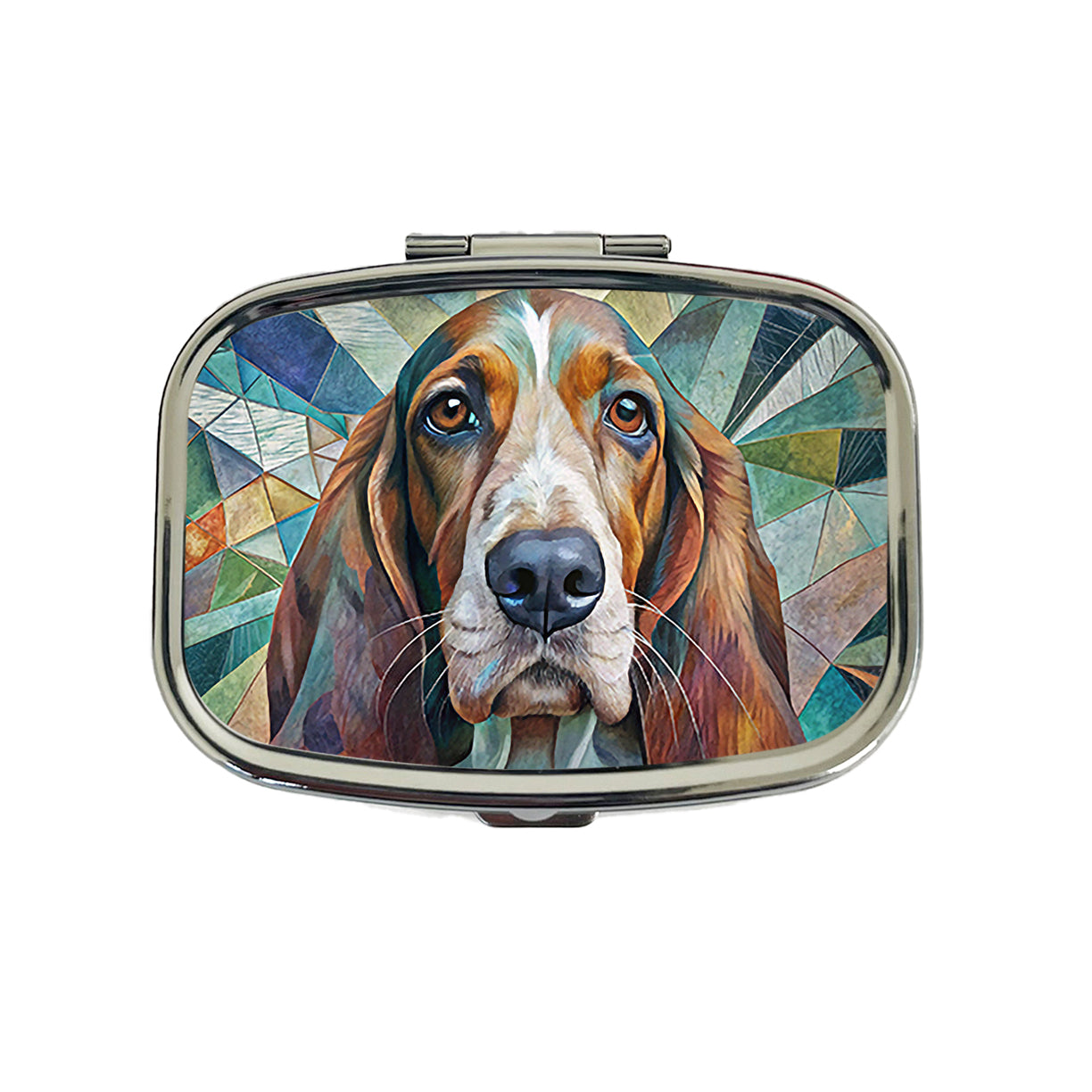 Basset Hound Dog Abstract Art Travel Pill Box Case
