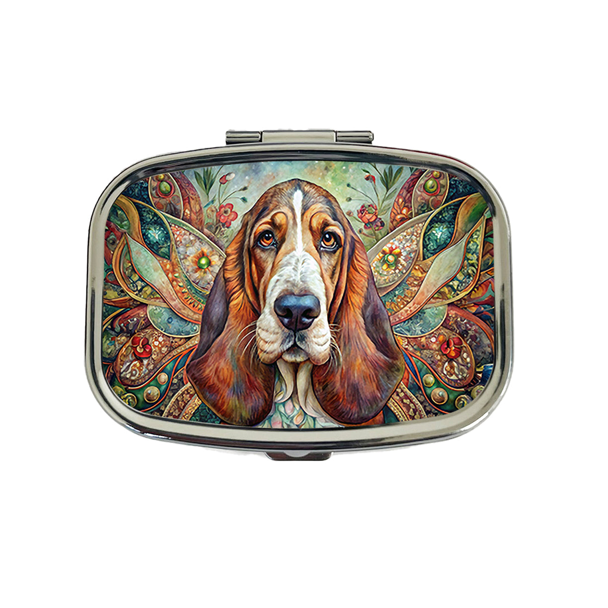 Basset Hound Dog Bohemian Art Travel Pill Box Case