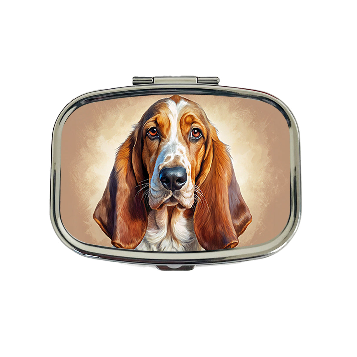 Basset Hound Dog Illustration Travel Pill Box Case