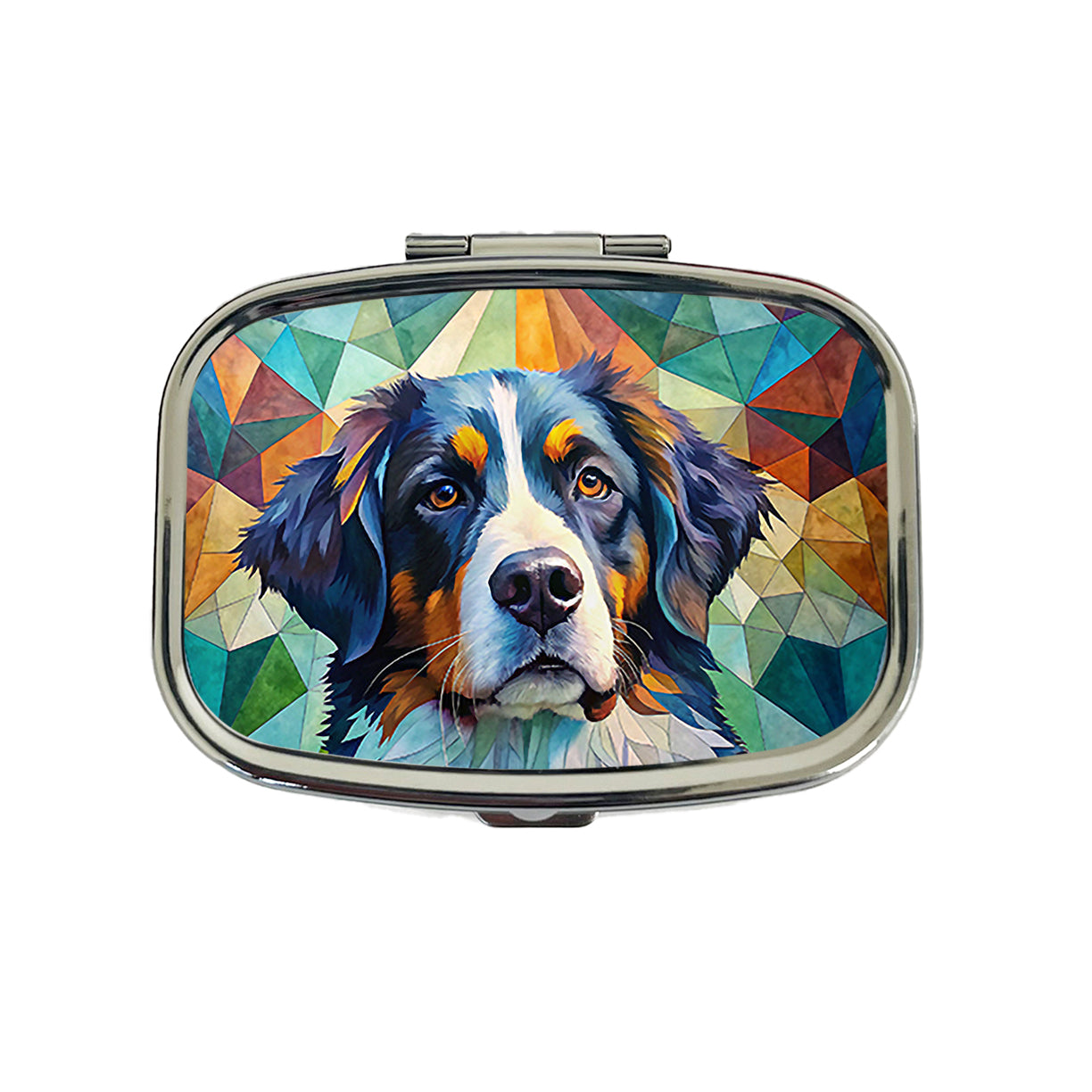 Bernese Mountain Dog Abstract Art Travel Pill Box Case