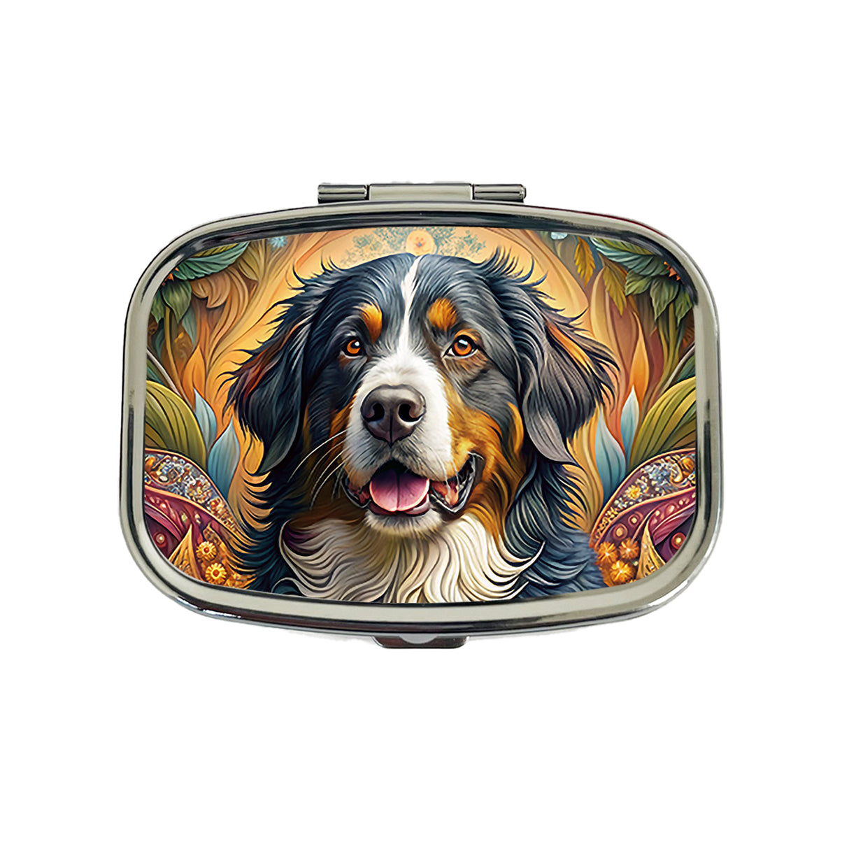 Bernese Mountain Dog Bohemian Art Travel Pill Box Case
