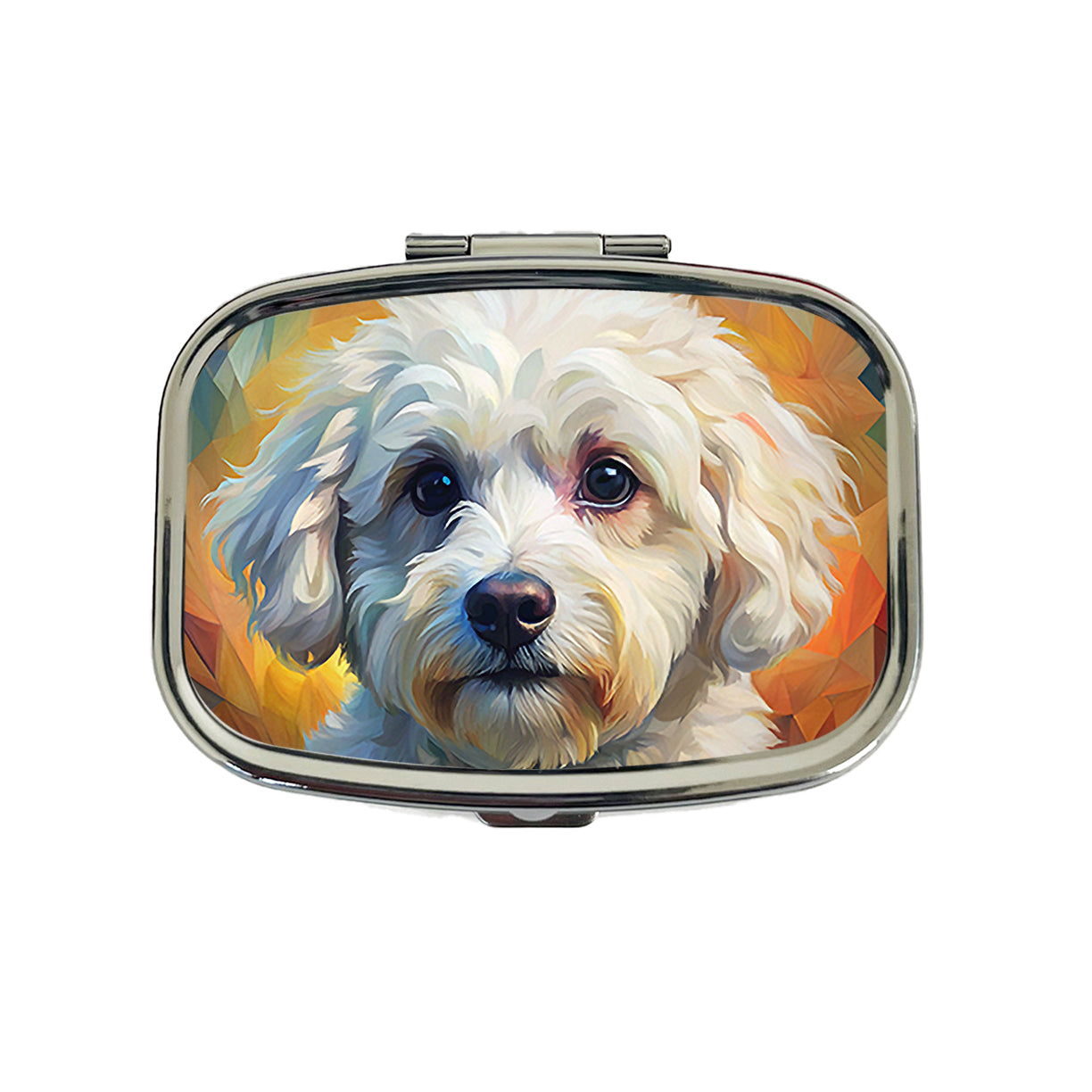 Bichon Frise Dog Expressionism Art Travel Pill Box Case