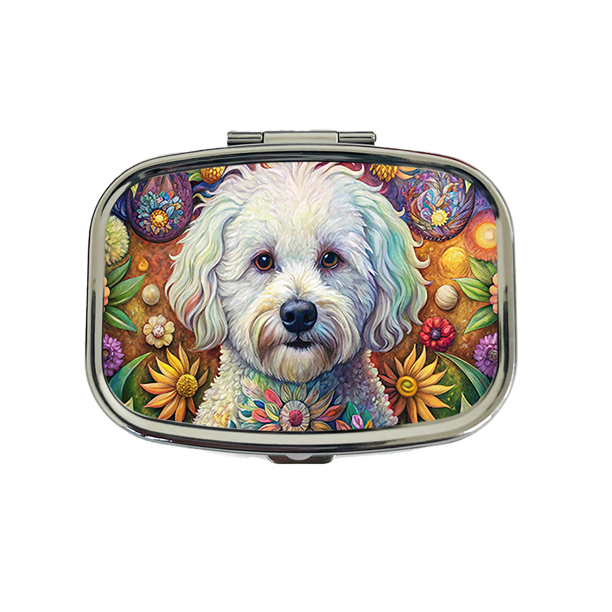Bichon Frise Dog French Bohemian Art Travel Pill Box Case