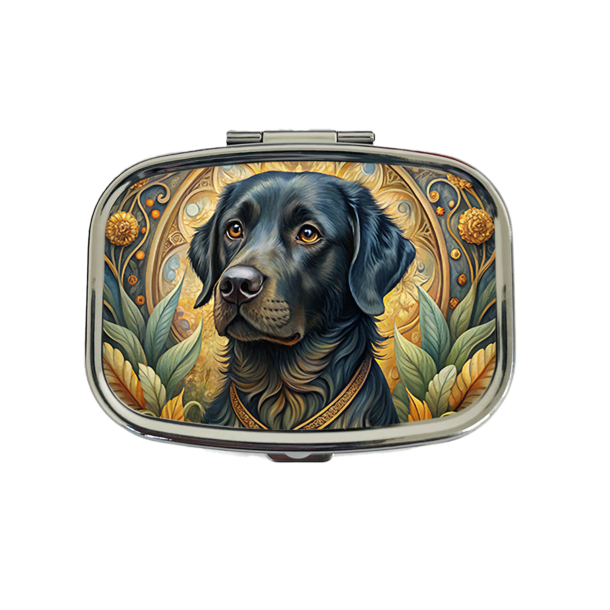Black Labrador Retriever Dog Art Nouveau Travel Pill Box Case