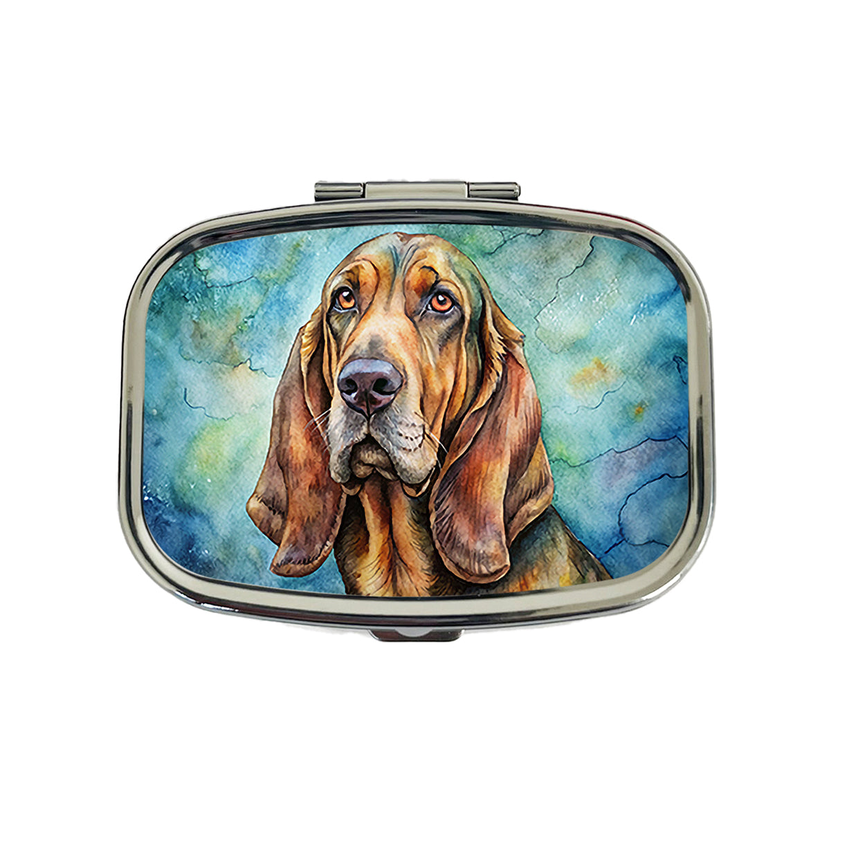 Bloodhound Dog Illustration Travel Pill Box Case