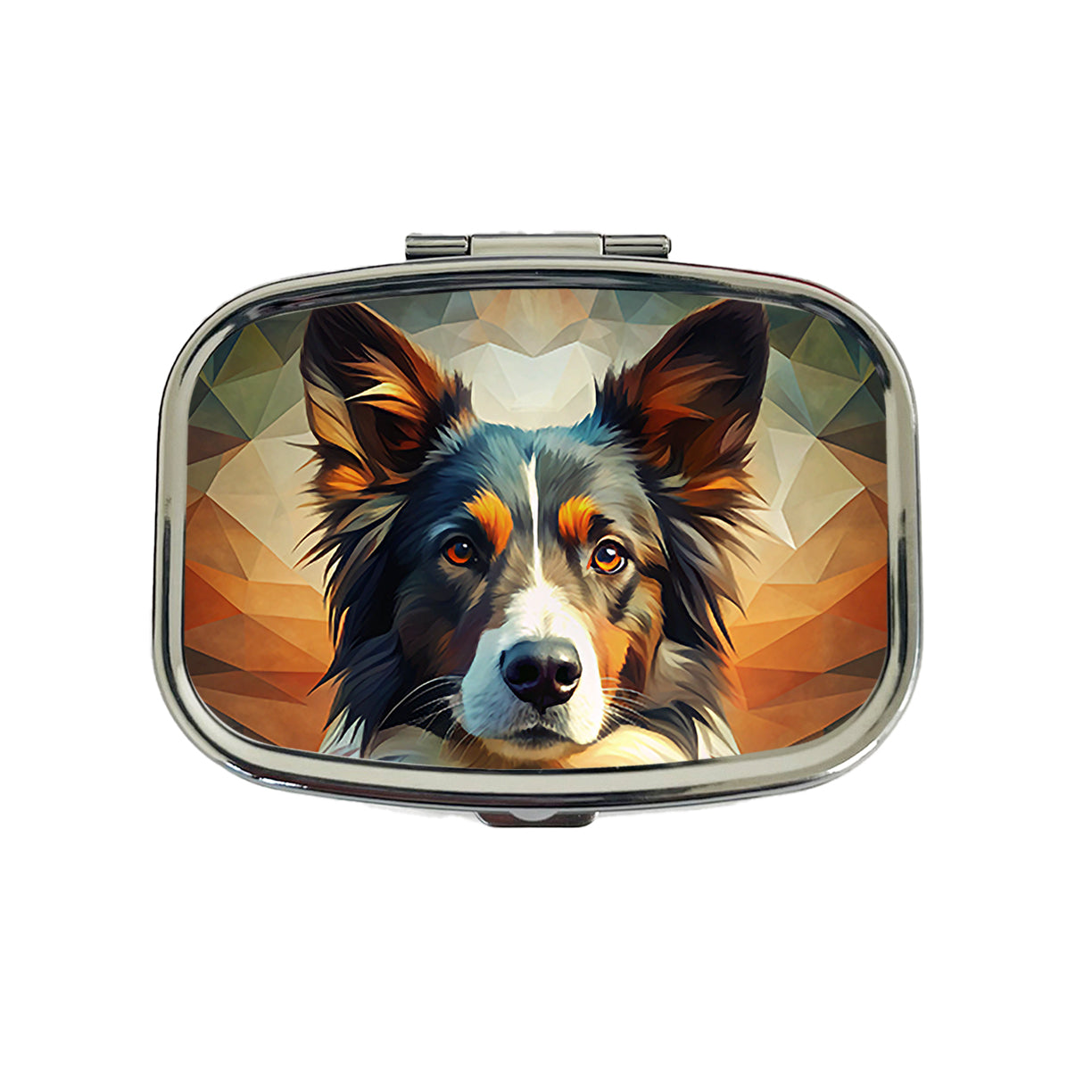 Border Collie Dog Abstract Stylized Art Travel Pill Box Case