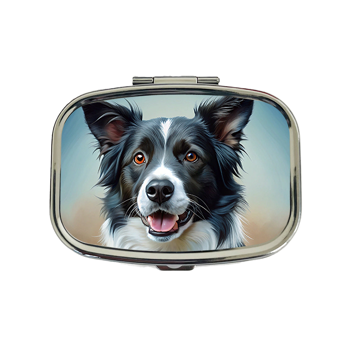 Border Collie Dog Illustration Travel Pill Box Case
