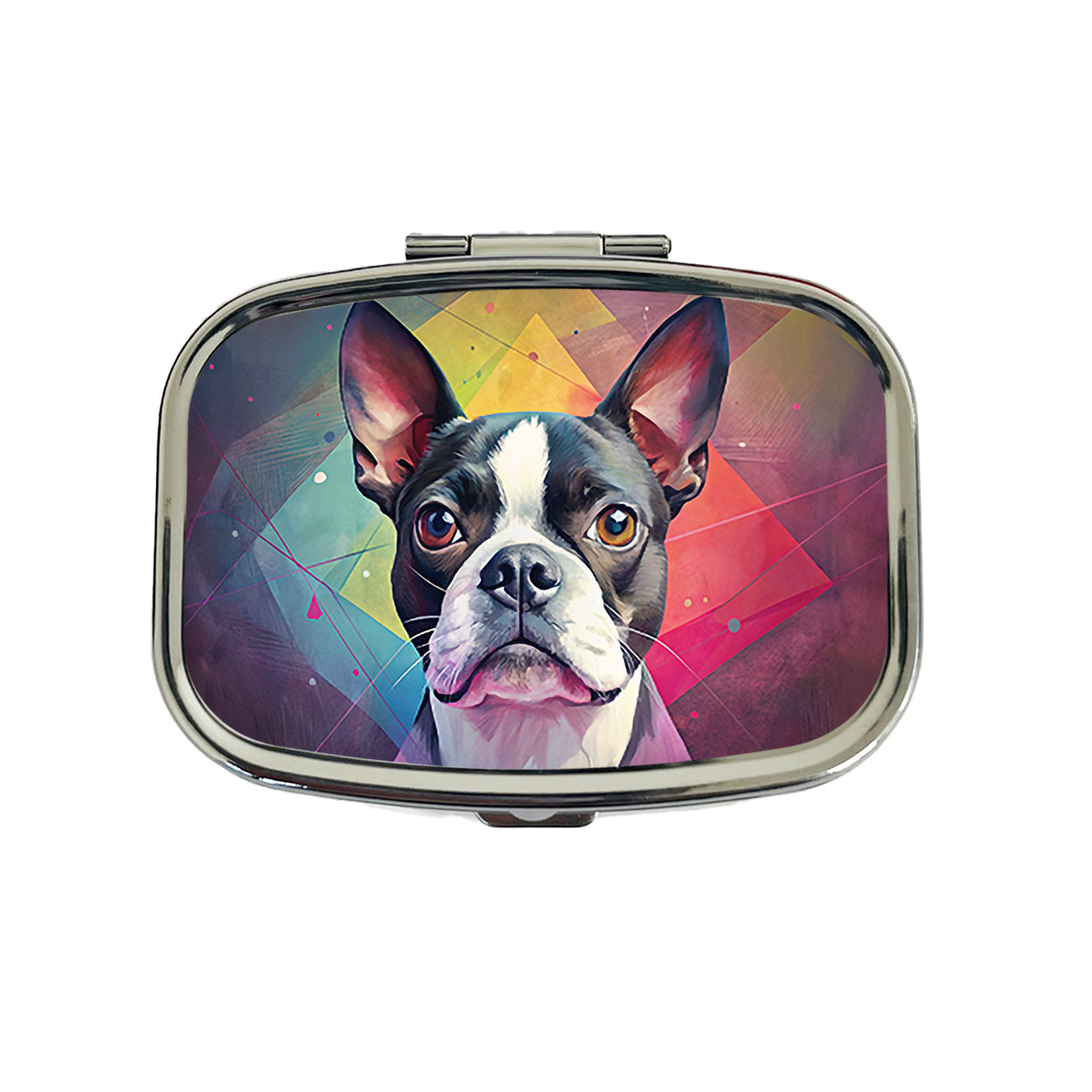 Boston Terrier Dog Contemporary Art Travel Pill Box Case