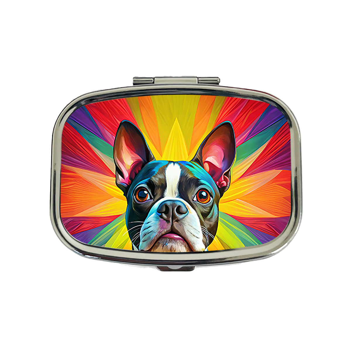 Boston Terrier Dog Pop Art Travel Pill Box Case