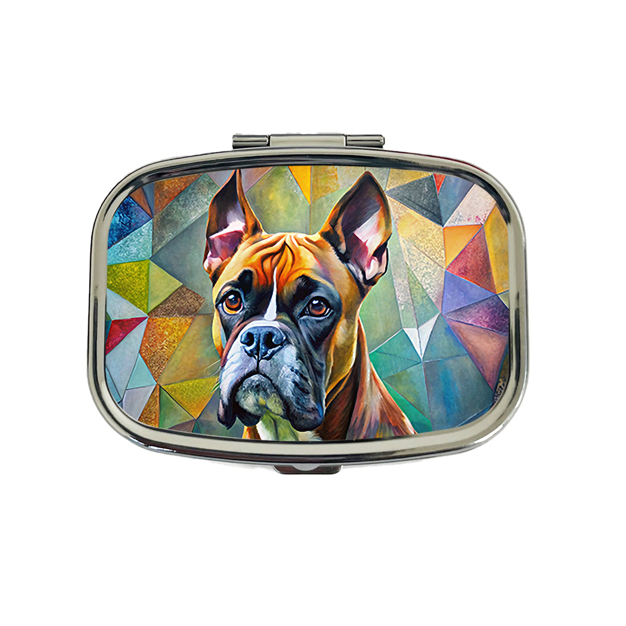 Boxer Dog Abstract Art Travel Pill Box Case