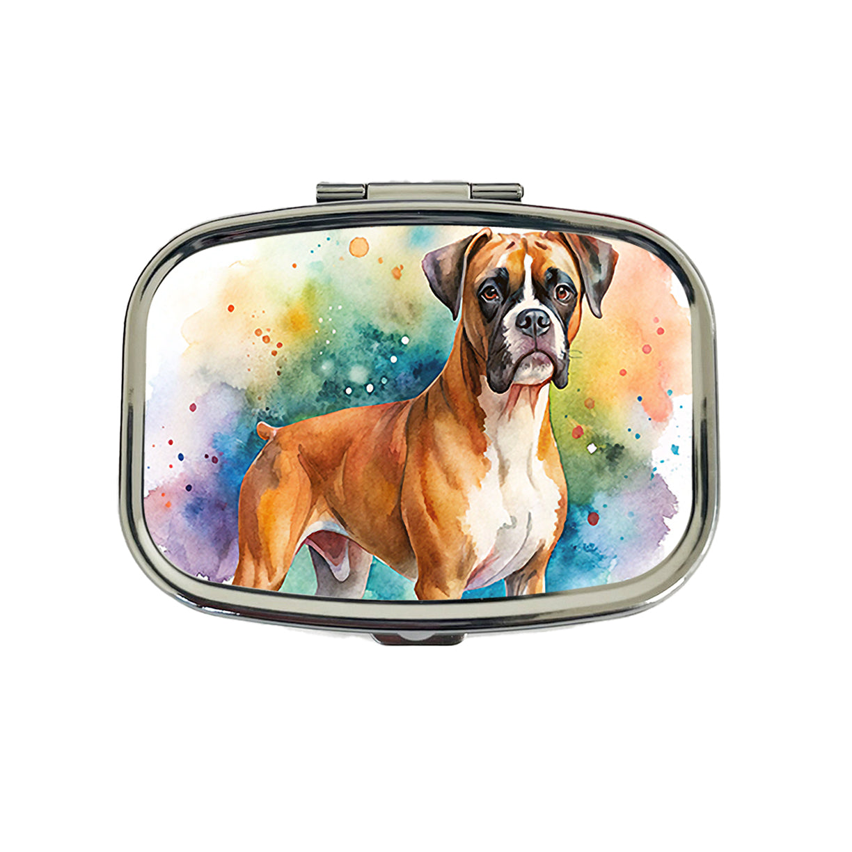 Boxer Dog Watercolor Style Travel Pill Box Case