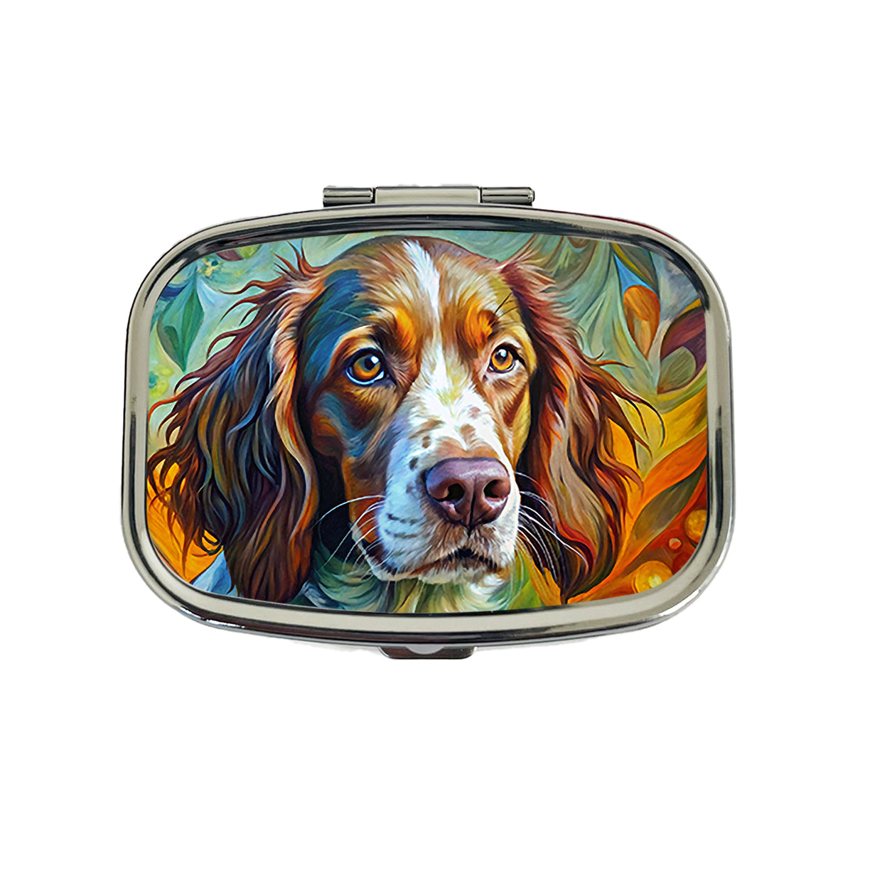 Brittany Spaniel Dog Abstract Art Travel Pill Box Case