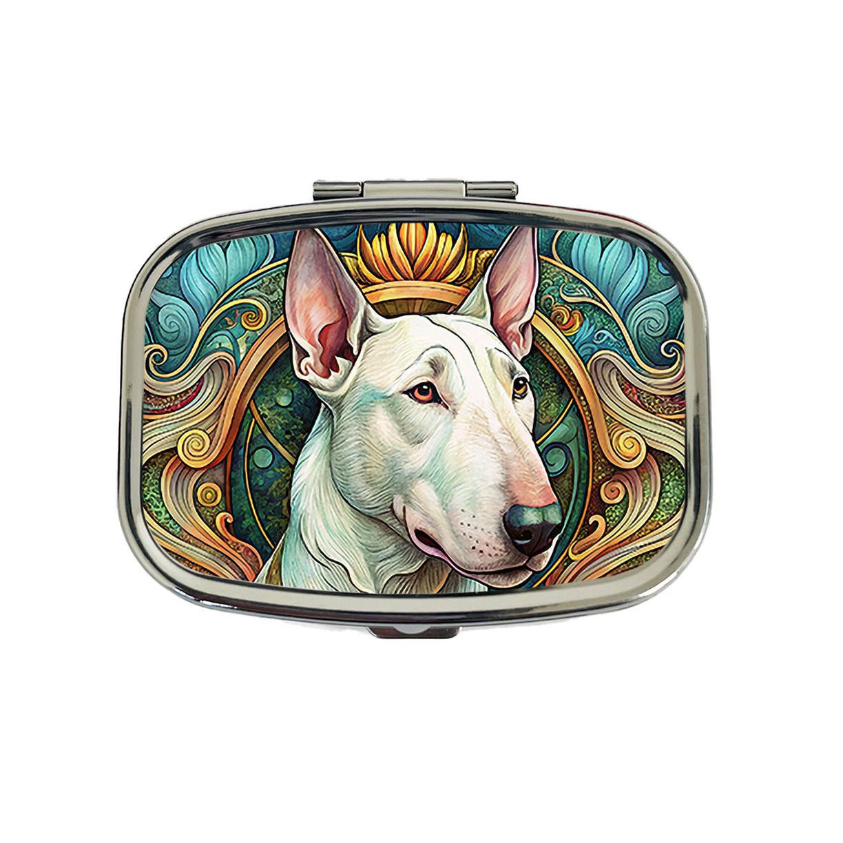 Bull Terrier Dog Art Nouveau Travel Pill Box Case