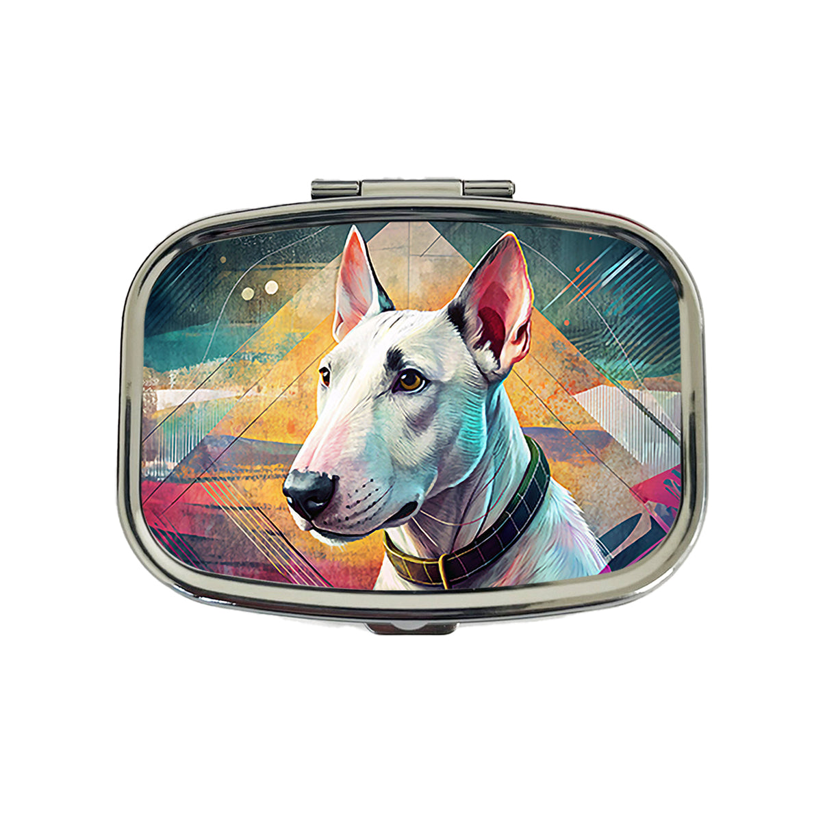 Bull Terrier Dog Contemporary Art Travel Pill Box Case