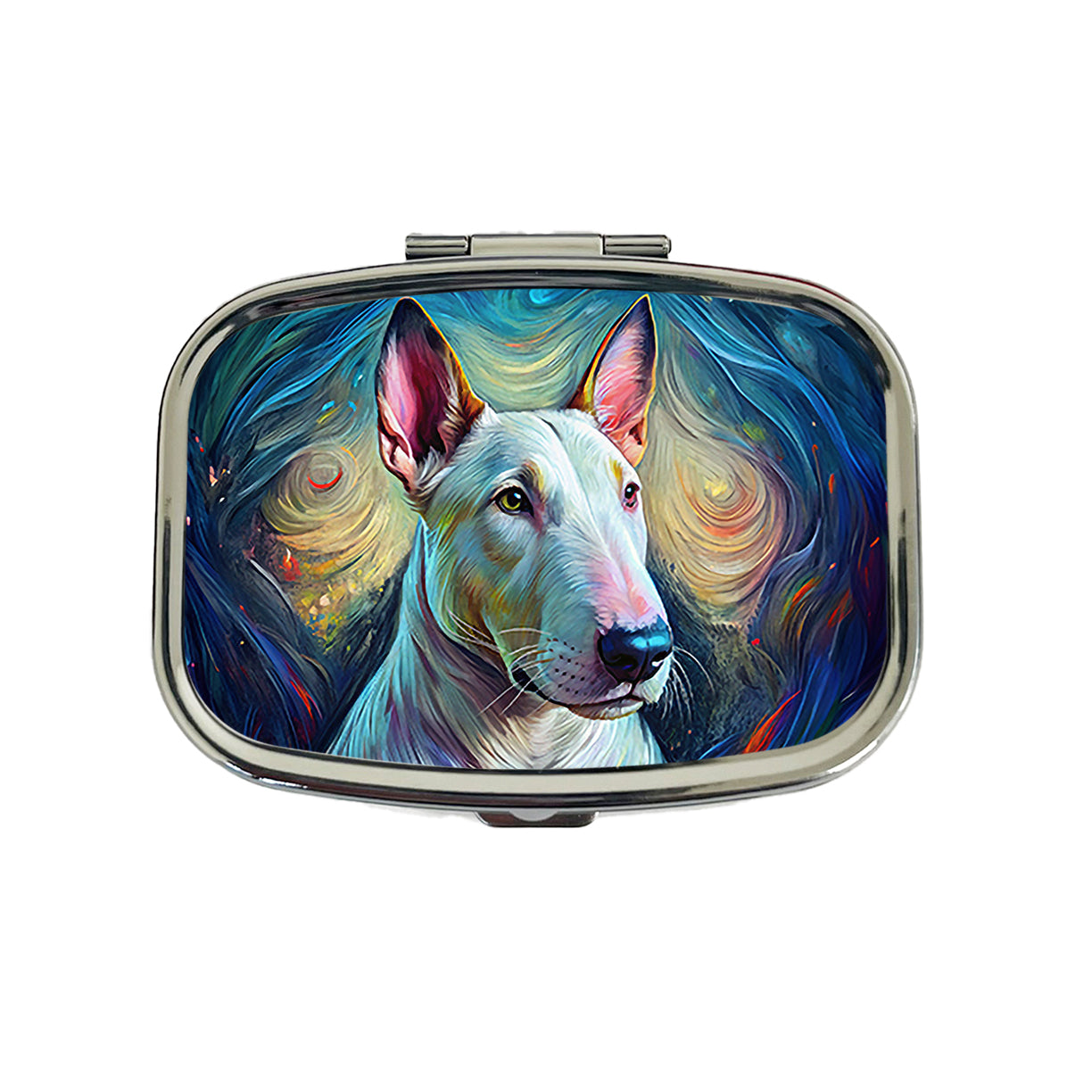 Bull Terrier Dog Expressionism Art Travel Pill Box Case
