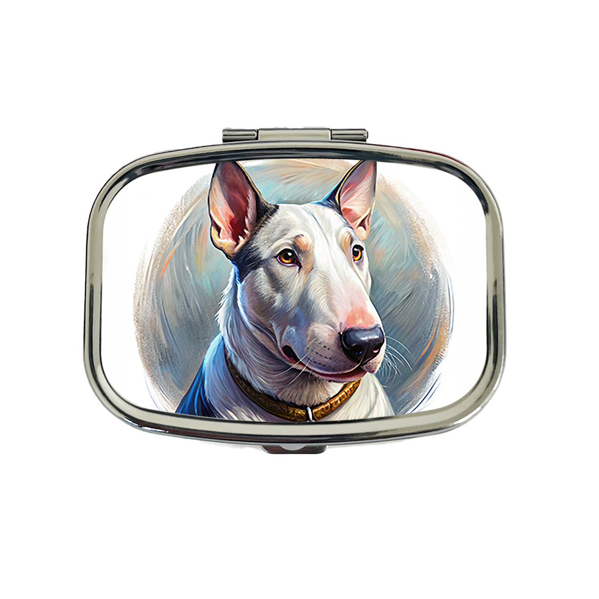 Bull Terrier Dog Illustration Travel Pill Box Case