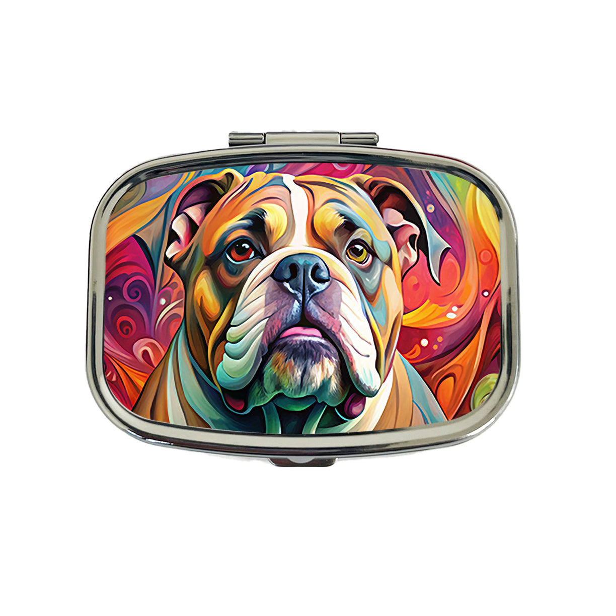 Bulldog Dog Abstract Art Travel Pill Box Case