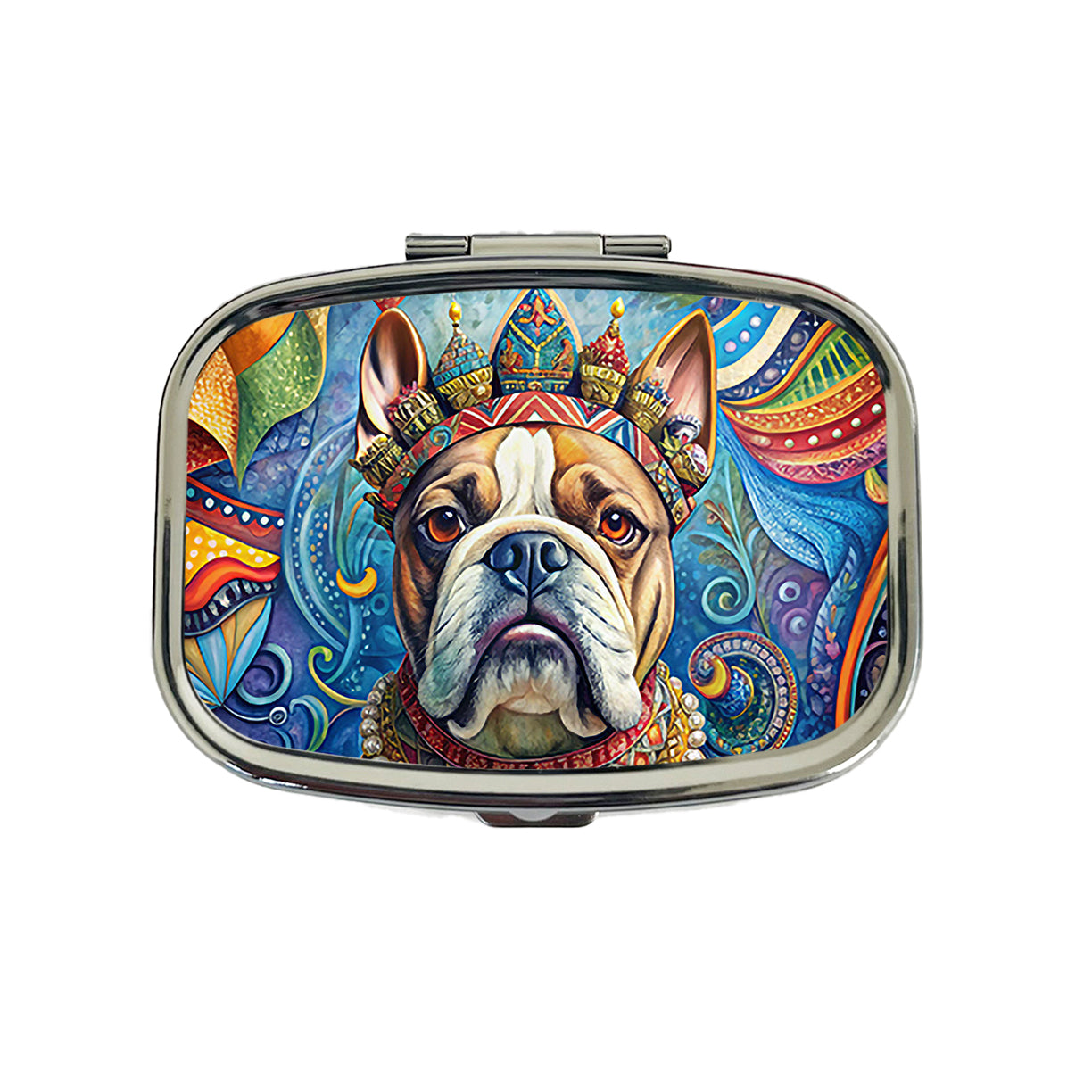 Bulldog Dog French Bohemian Art Travel Pill Box Case