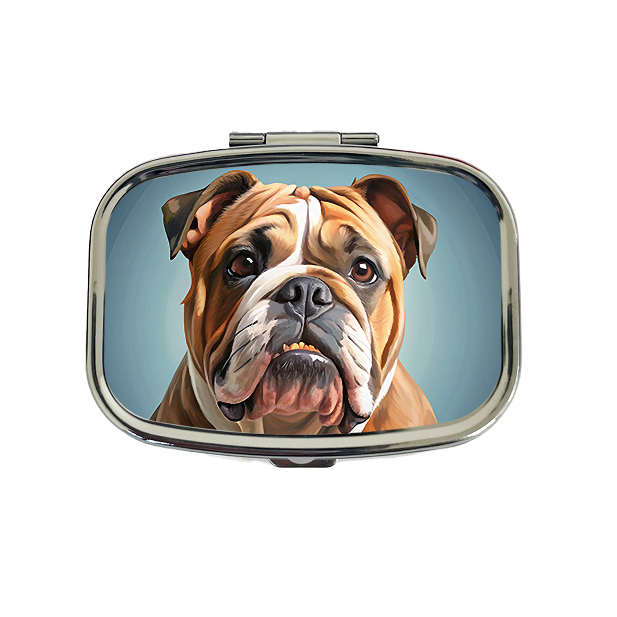 Bulldog Dog Illustration Travel Pill Box Case