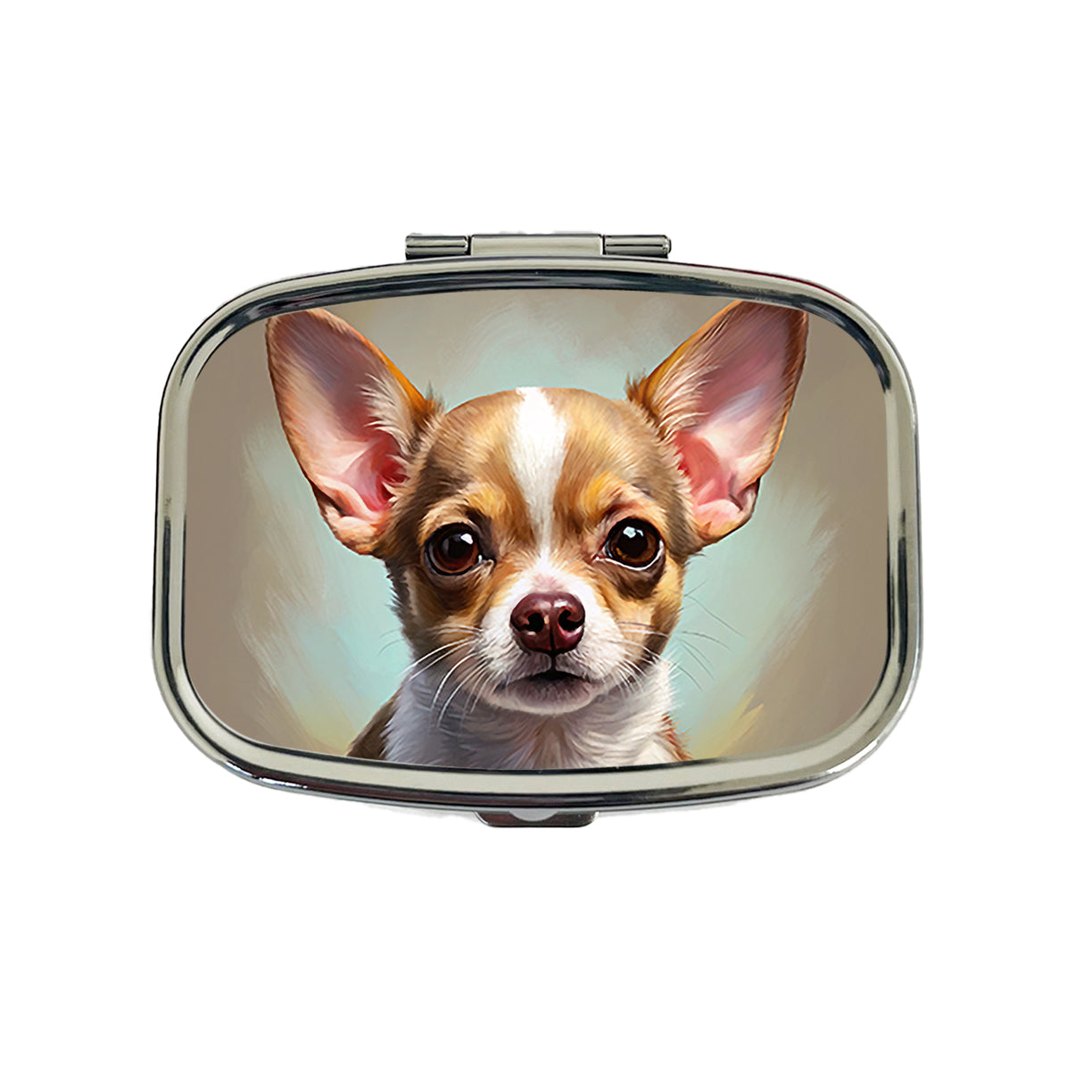 Chihuahua Dog Illustration Travel Pill Box Case