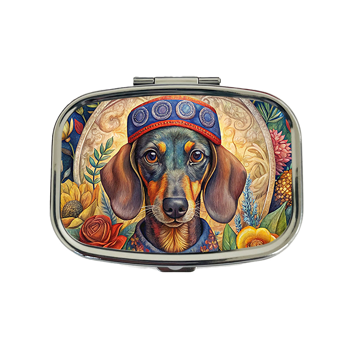 Dachshund Dog French Bohemian Art Travel Pill Box Case