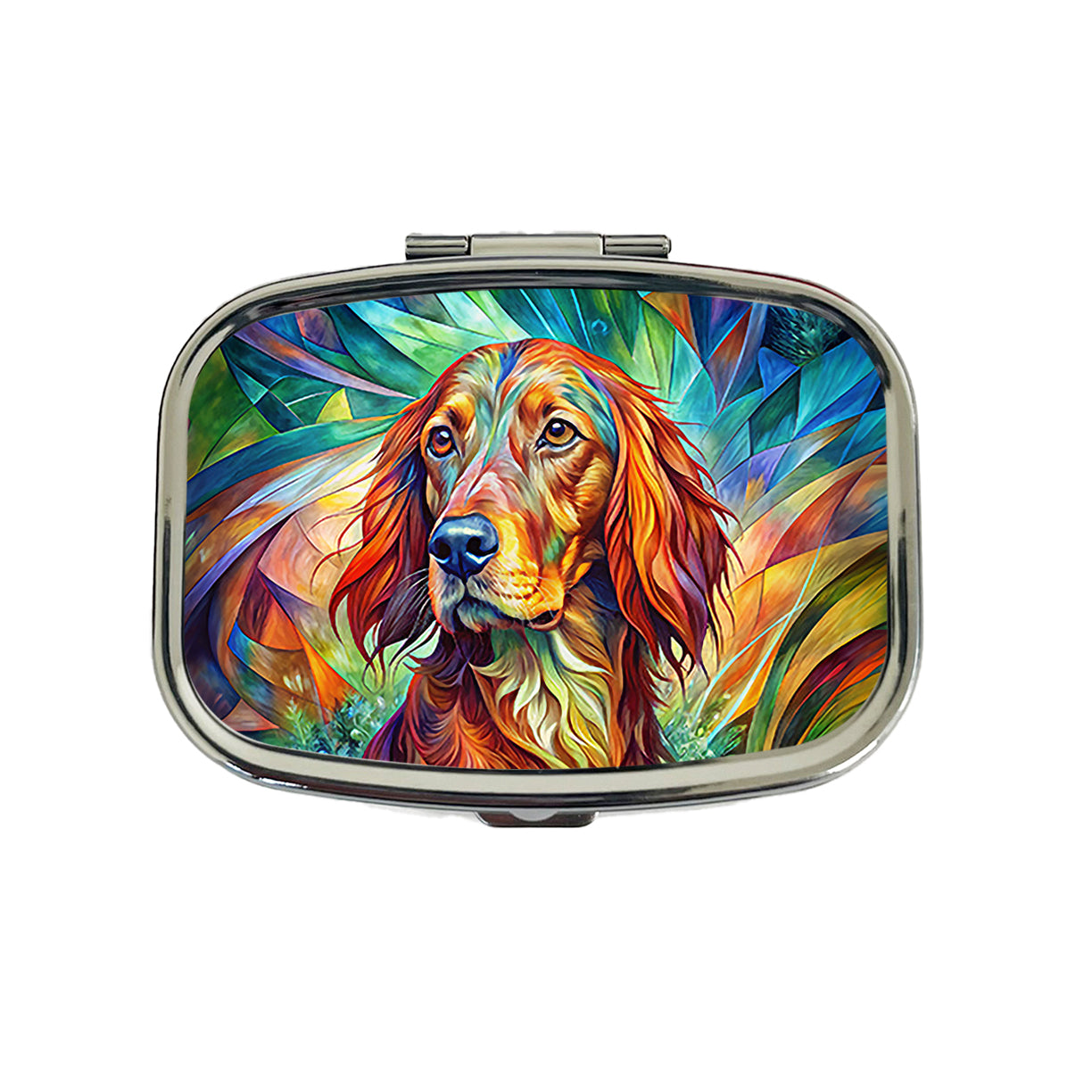 Irish Setter Dog Abstract Art Travel Pill Box Case