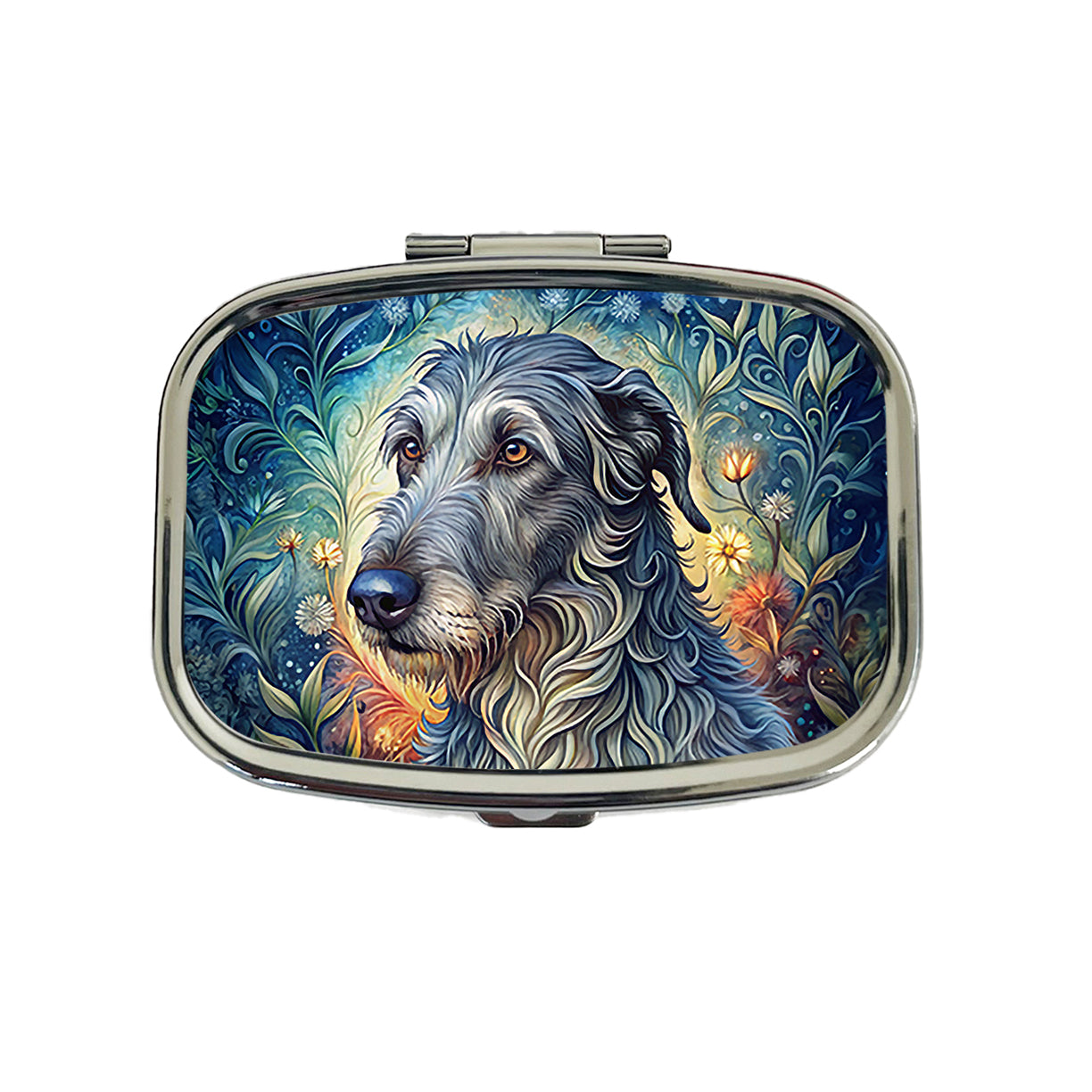 Irish Wolfhound Dog French Bohemian Art Travel Pill Box Case