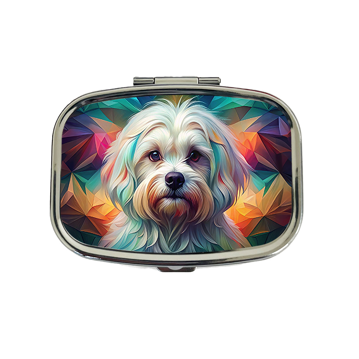 Maltese Dog Abstract Art Travel Pill Box Case