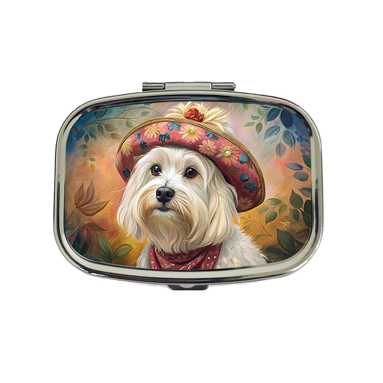 Maltese Dog French Bohemian Art Travel Pill Box Case