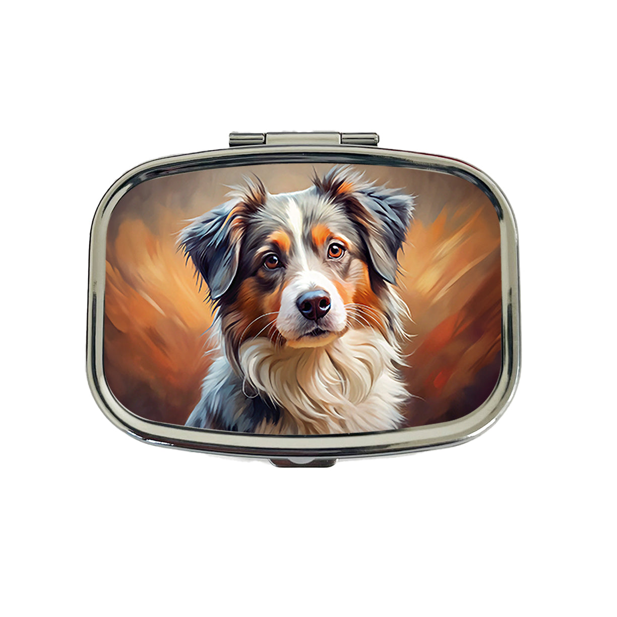 Miniature American Shepherd Dog Expressionism Art Travel Pill Box Case