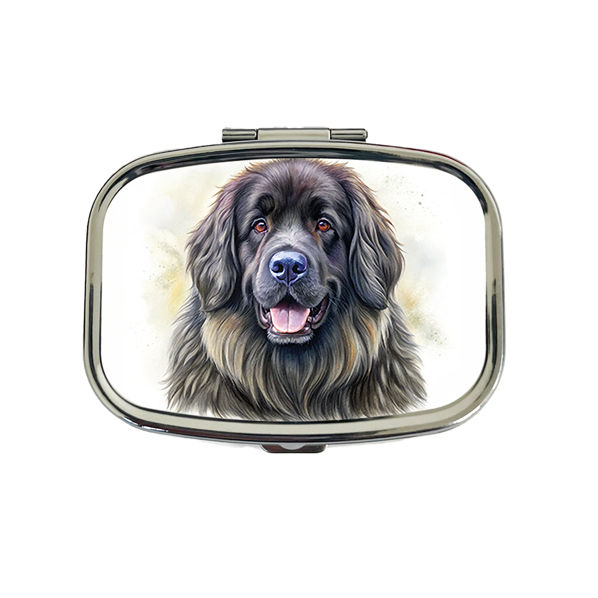 Newfoundland Dog Illustration Travel Pill Box Case