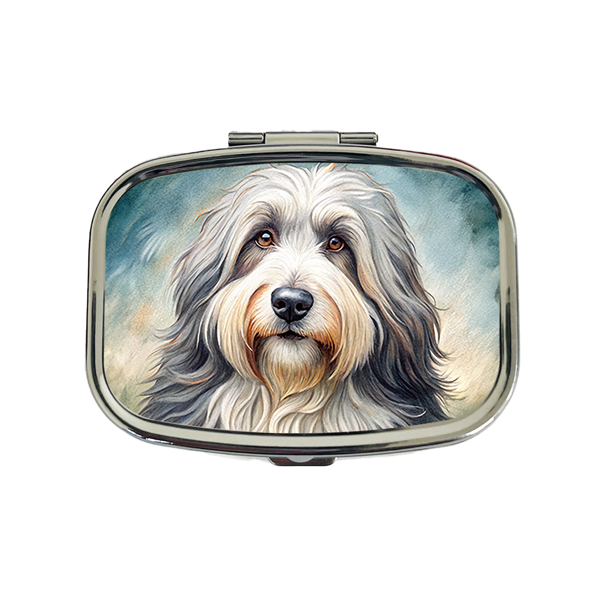 Old English Sheepdog Dog Illustration Travel Pill Box Case