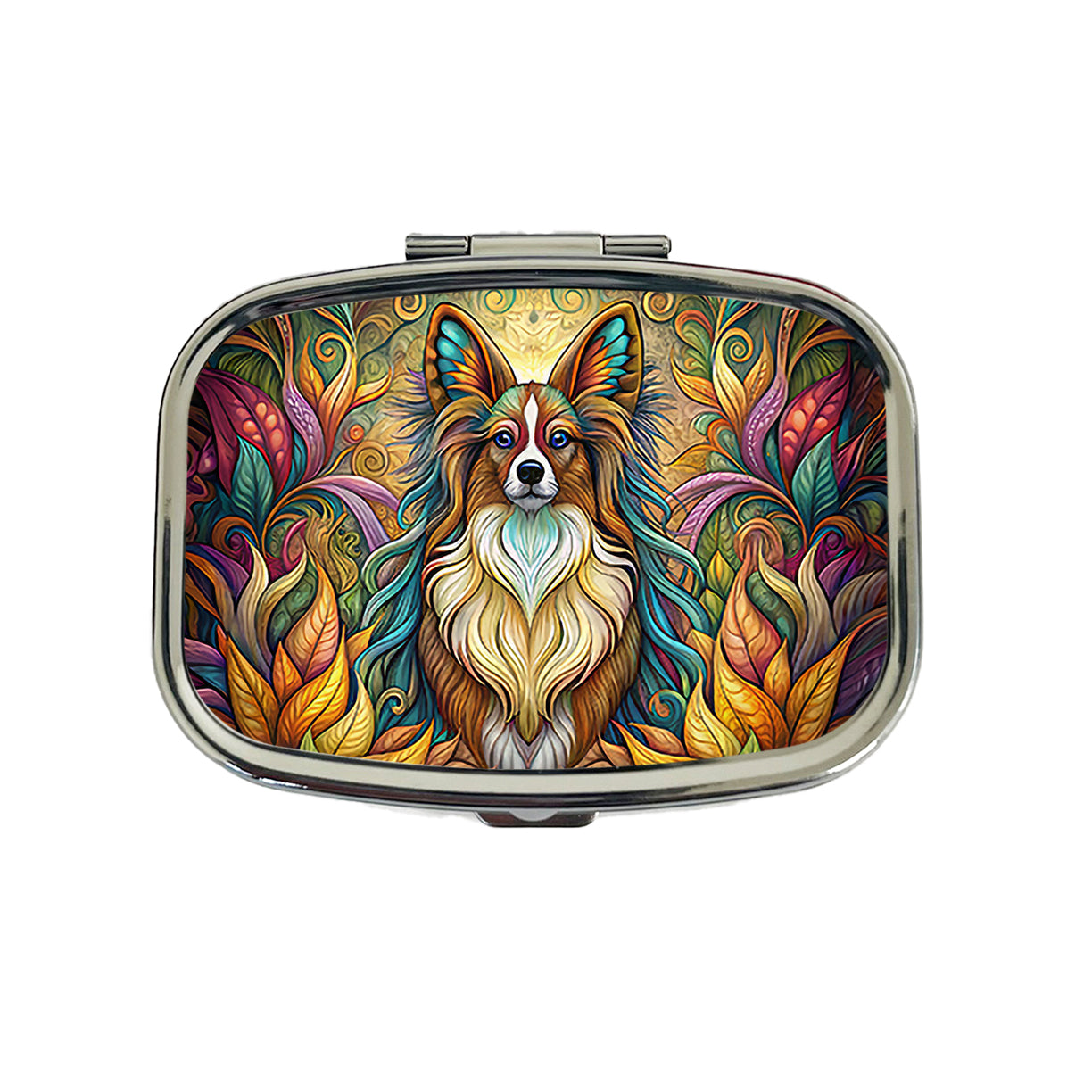 Papillion Dog Art Nouveau Travel Pill Box Case