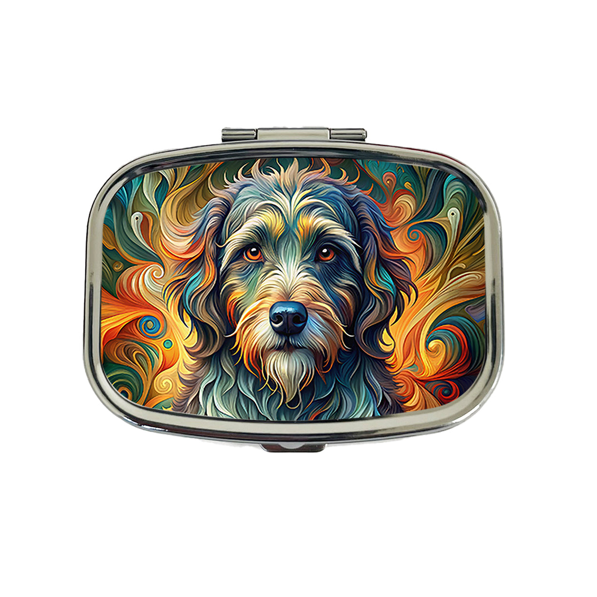 Portuguese Water Dog Abstract Stylized Art Travel Pill Box Case