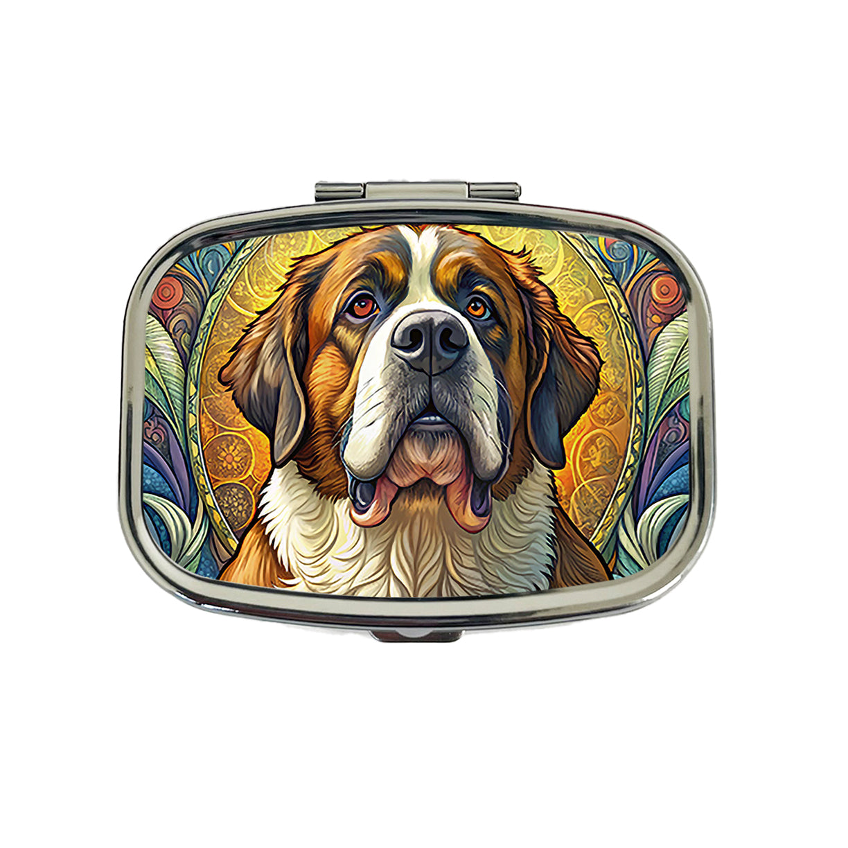 Saint Bernard Dog Art Nouveau Travel Pill Box Case