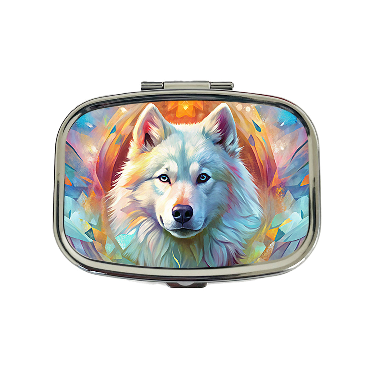 Samoyed Dog Abstract Art Travel Pill Box Case